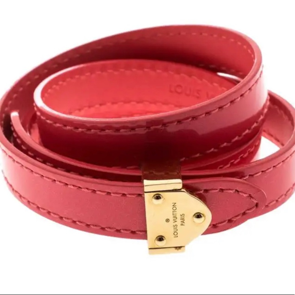 Louis Vuitton Box It Pink Leather Gold Tone Wrap Bracelet 17